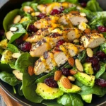 Cranberry Avocado Spinach Salad with Chicken and Orange Poppy Seed Dressing