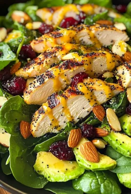 Cranberry Avocado Spinach Salad with Chicken and Orange Poppy Seed Dressing