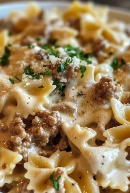 Creamy Garlic Parmesan Bowtie Pasta With Beef