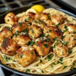 Garlic Butter Chicken Bites With Lemon Parmesan Spaghetti