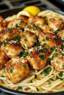 Garlic Butter Chicken Bites With Lemon Parmesan Spaghetti