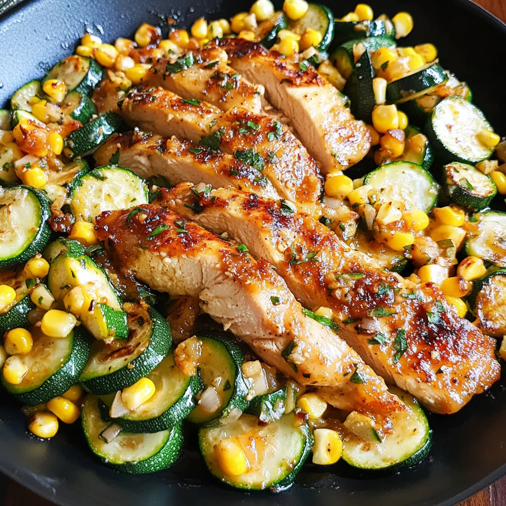 Garlic Butter Chicken with Zucchini and Corn - One-Pan, 30-Minute Meal