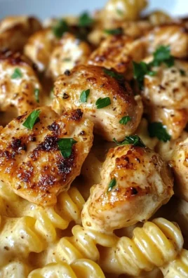 Garlic Chicken Bites With Creamy Cheesy Rotini