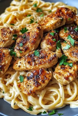 Golden Garlic Chicken With Velvety Creamy Parmesan Linguine