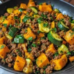 Ground Beef Zucchini Sweet Potato Skillet
