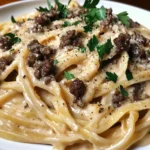 Made This Beef And Garlic Parmesan Fettuccine For Dinner,