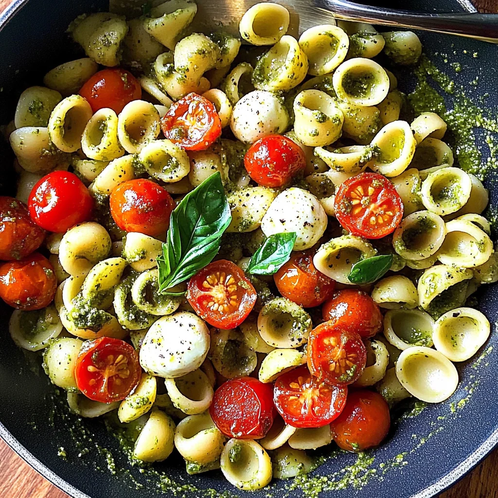 Orecchiette with Cherry Tomatoes, Mozzarella & Basil Pesto