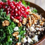 Pomegranate, Kale, and Wild Rice Salad with Walnuts and Feta
