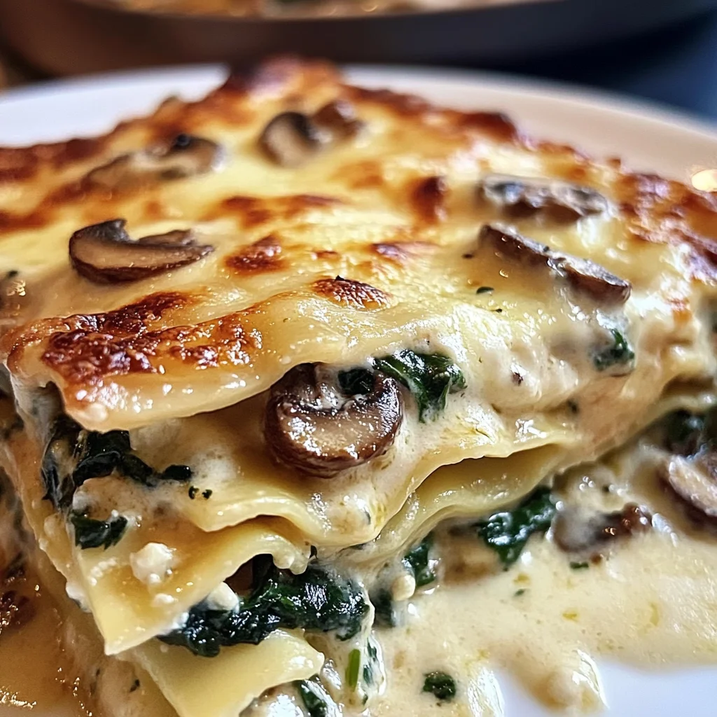 Savory Spinach & Mushroom Lasagna With Creamy