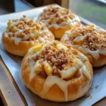 Apple Cheesecake Buns with Crumble Topping & Sweet Glaze