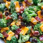 Broccoli Turkey Bacon Salad with Raisins and Cheddar Cheese