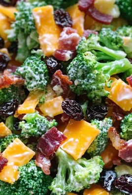 Broccoli Turkey Bacon Salad with Raisins and Cheddar Cheese
