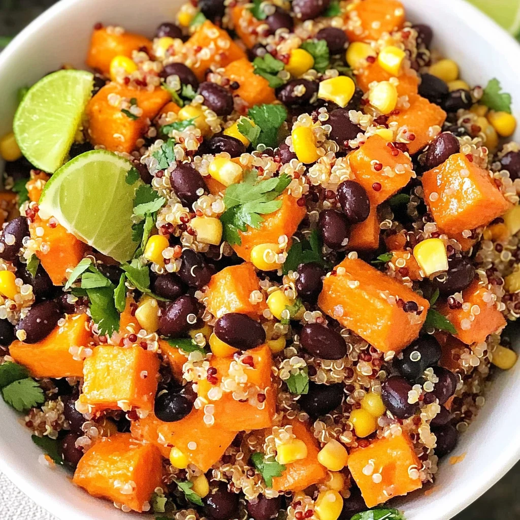Roasted Sweet Potato Black Bean Quinoa Salad recipe