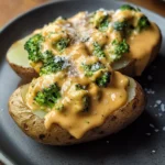 Cheesy Baked Potatoes with Broccoli Cheese Sauce