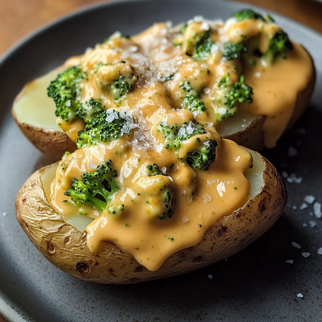Cheesy Baked Potatoes with Broccoli Cheese Sauce