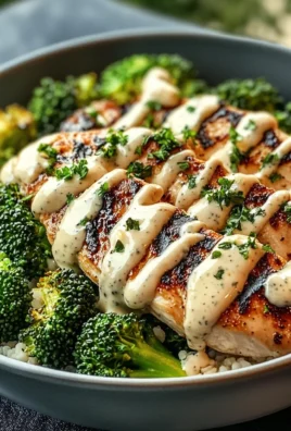 Grilled Chicken & Broccoli Bowls with Creamy Garlic Sauce