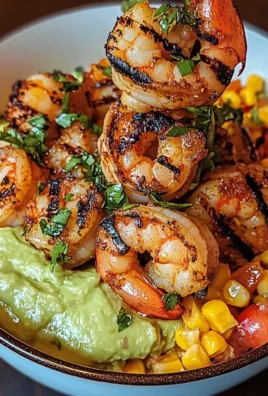 Grilled Shrimp Bowl with Avocado, Corn Salsa & Creamy Sauce