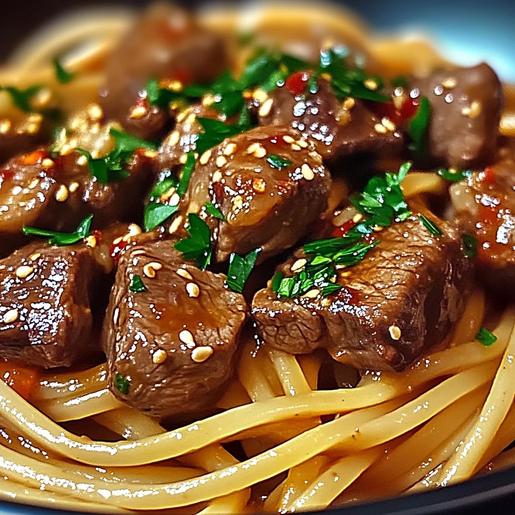 Sweet and Spicy Garlic Steak Pasta