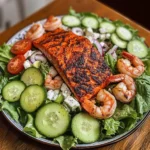Blackened Salmon & Shrimp Salad