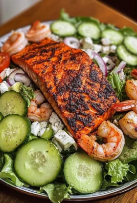 Blackened Salmon & Shrimp Salad