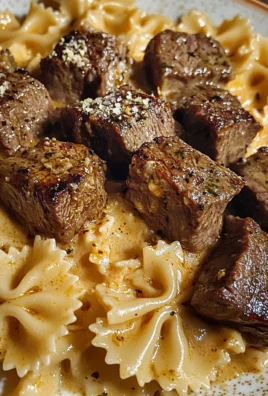 Cajun Steak Tips with Cheesy Parmesan Bowtie Pasta