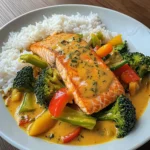 Coconut Veggie Salmon Curry with Rice