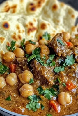Creamy Coconut Beef & Chickpea Curry with Freshly Baked Garlic Naan