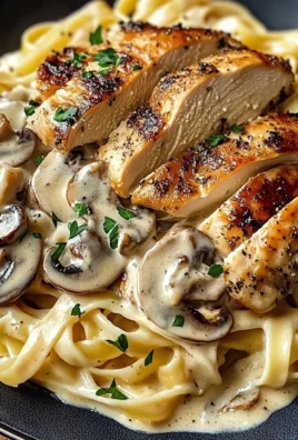Creamy Garlic Mushroom Chicken Fettuccine