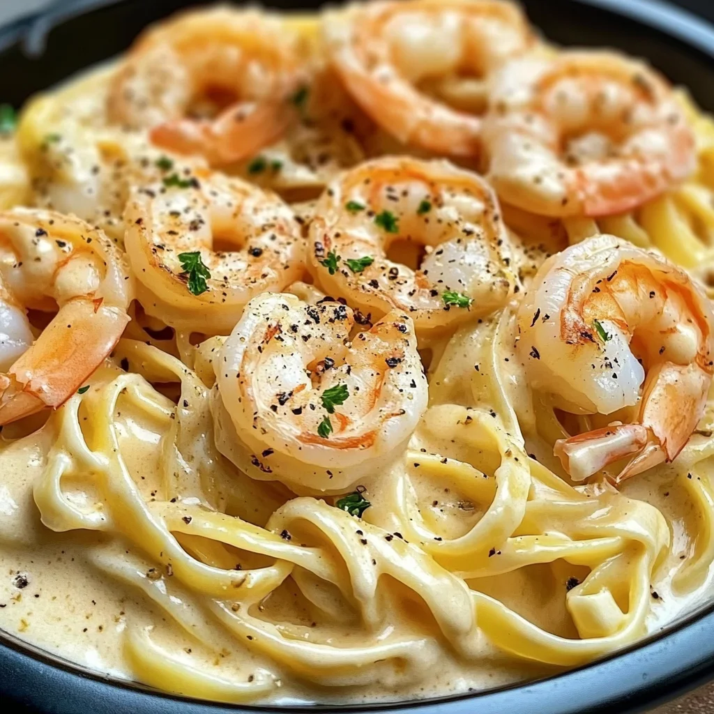 Creamy Garlic Shrimp Alfredo Pasta