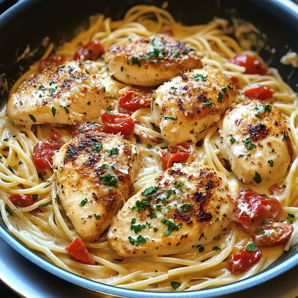 Creamy White Wine Parmesan Chicken Pasta