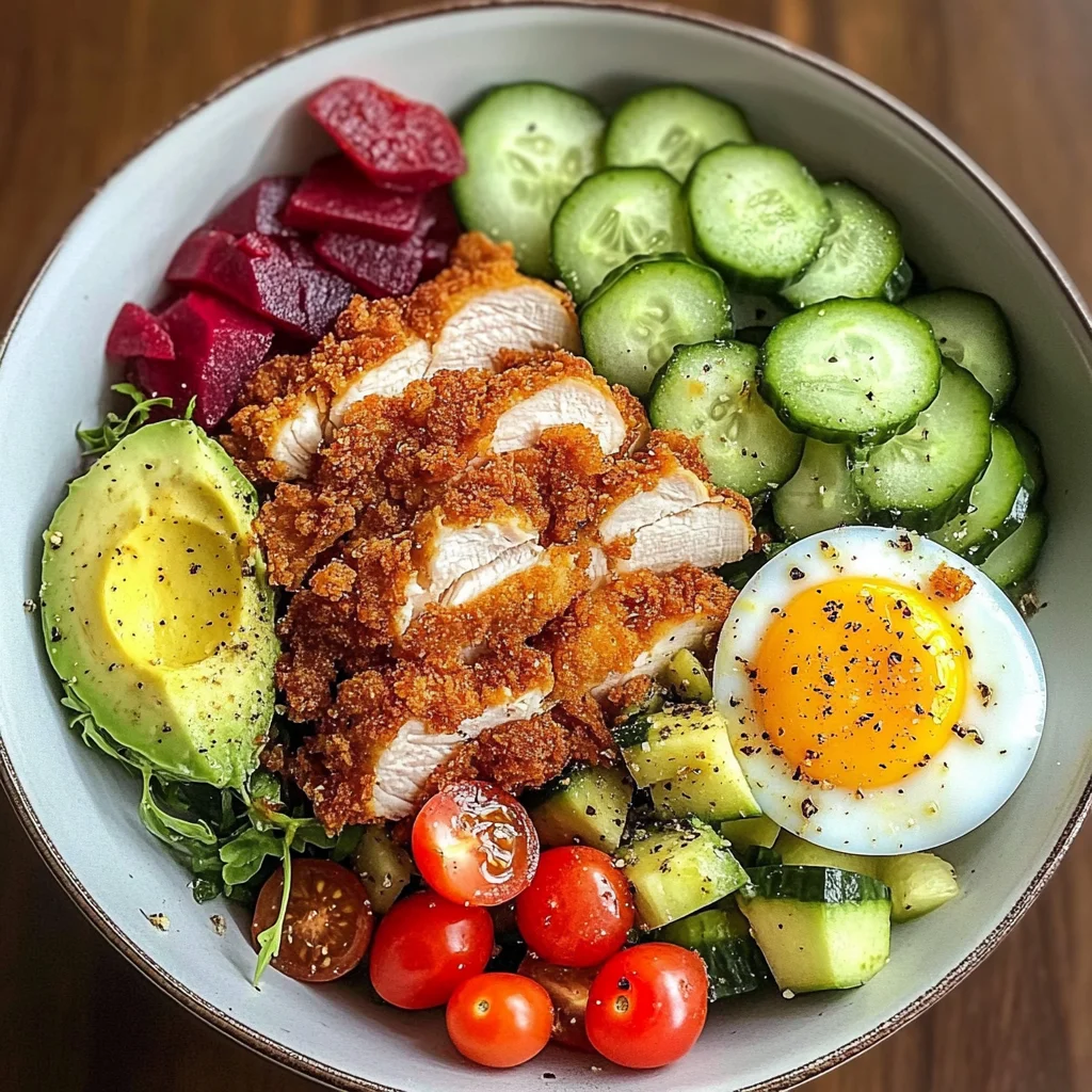 Crispy Chicken & Veggie Power Bowl with Avocado & Egg