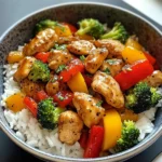 Garlic Chicken Stir-Fry Bowl with Broccoli Rice