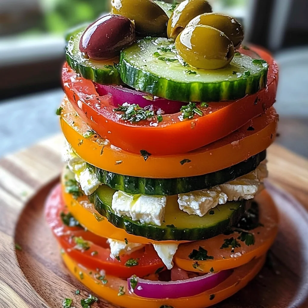 Greek Feta Salad Tower