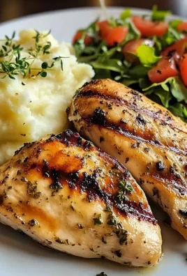 Grilled Garlic Herb Chicken with Creamy Mashed Potatoes & Fresh Garden Salad