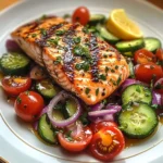 Grilled Salmon with Fresh Cucumber & Tomato Salad
