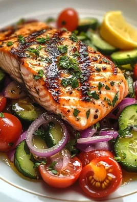Grilled Salmon with Fresh Cucumber & Tomato Salad