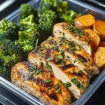 Herbed Chicken Meal Prep Bowls with Sweet Potatoes & Broccoli