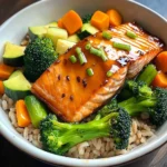 Honey-Glazed Salmon Bowl with Brown Rice & Steamed Veggies
