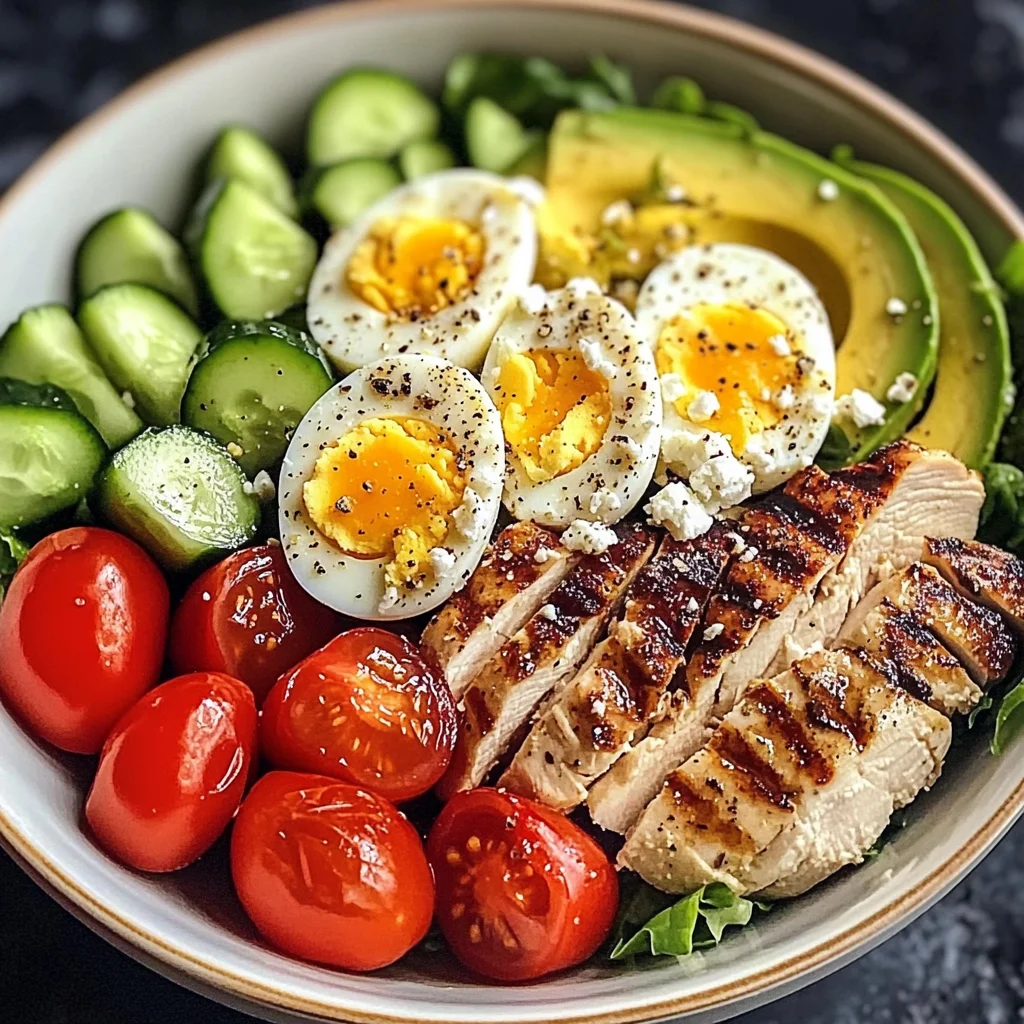 Mediterranean Chicken & Egg Salad Bowl with Avocado & Feta