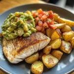 Pan-Seared Fish with Roasted Potatoes & Guacamole