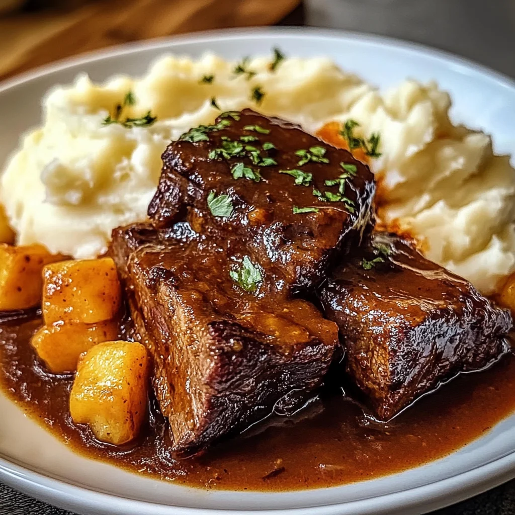 Red Wine Braised Beef Short Ribs with Buttery Mashed Potatoes