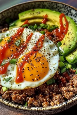 Spicy Avocado & Beef Protein Bowl with Fried Eggs
