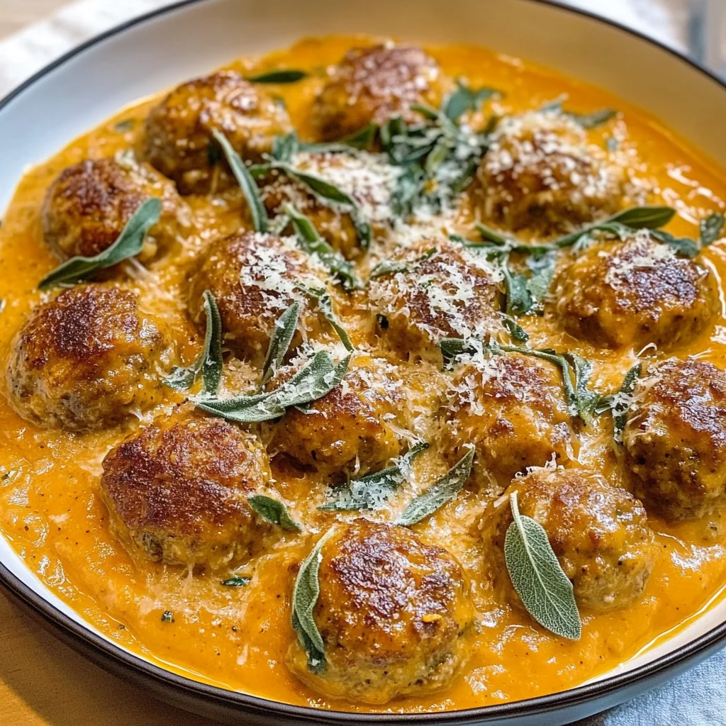 Turkey Meatballs in Pumpkin Sage Sauce