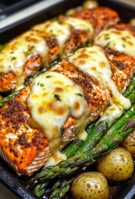 Baked Cajun Salmon with Cheesy Asparagus & Garlic Potatoes