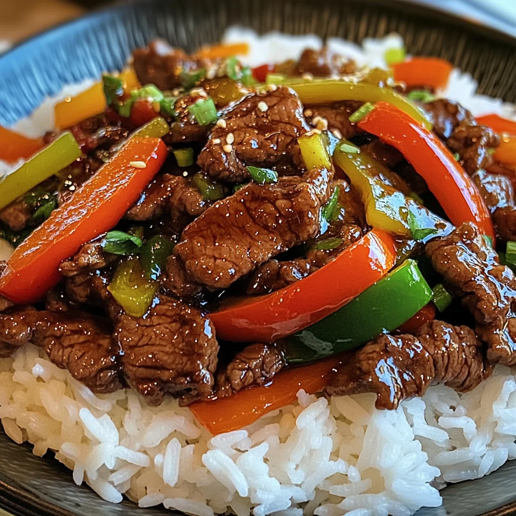 Beef & Pepper Stir-Fry with Rice