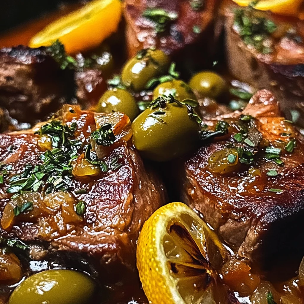 Braised Lamb Neck with Lemon, Olives & Warm Spices