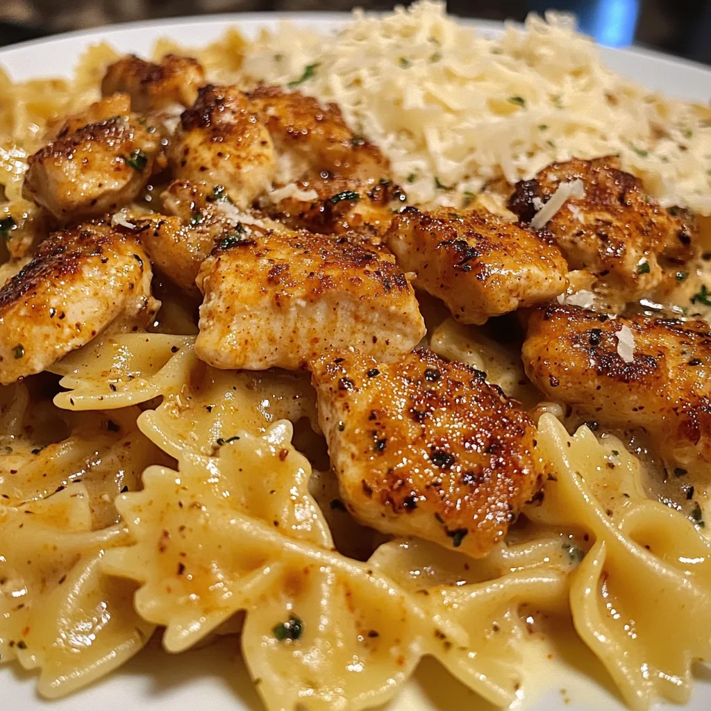 Cajun Chicken Bowtie Alfredo in Velveeta Garlic Sauce