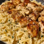 Cheesy Garlic Chicken Bowtie Pasta Recipe