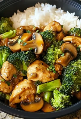 Chicken, Broccoli & Mushroom Stir-Fry with Steamed Rice