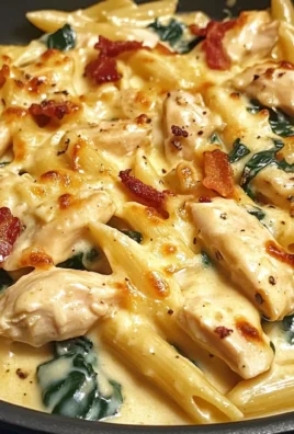 Creamy Chicken Bacon Penne with Spinach